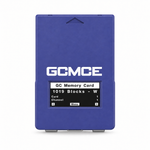 Indigo FlipperMCE GCMCE GameCube memory card with OLED screen showing GC Memory Card, 1019 blocks, card 1 and channel 1