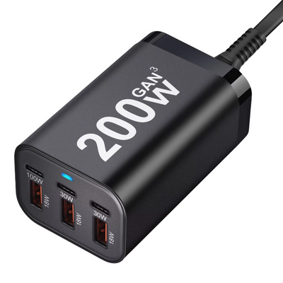 200W 3C+3A Port GaN USB-C Charger