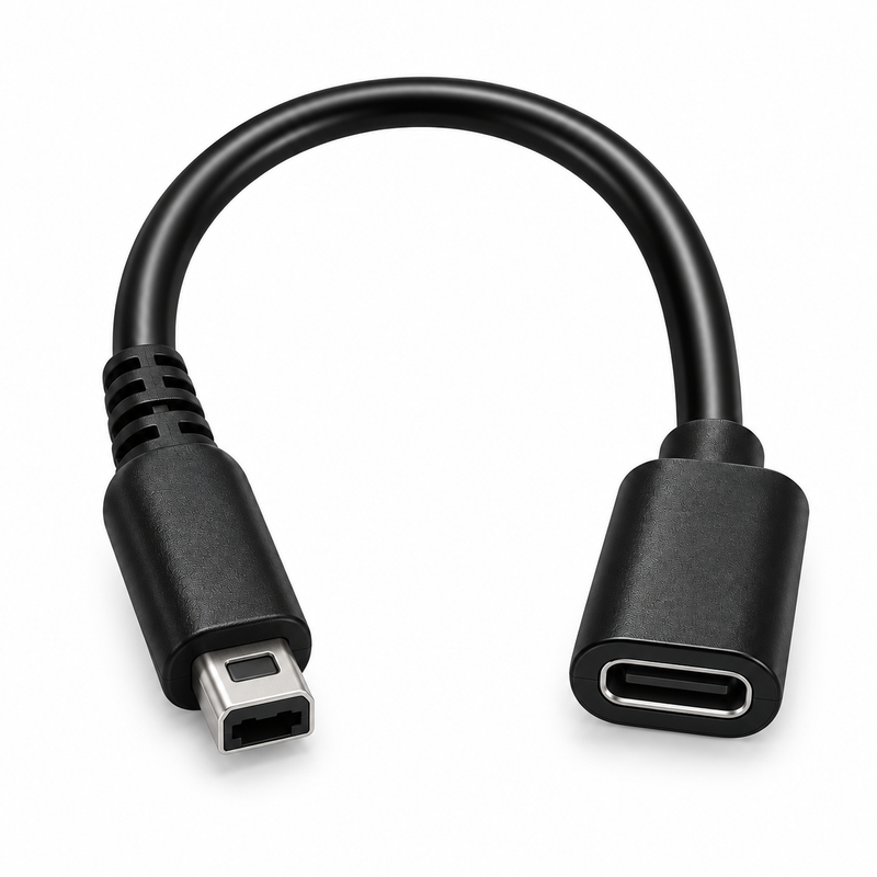 12 cm USB-C charging adapter for the Nintendo DSi, 3DS and 2DS family, with a USB-C socket and a DSi / 3DS charging plug