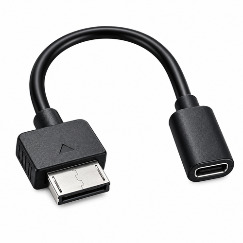 12 cm USB-C charging adapter for the PS Vita 1000, with a USB-C socket and a PS Vita multi-pin charging plug